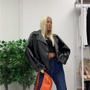 trench corto effetto pelle moon